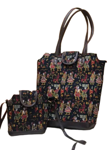 Designer Printed Ladies Handbag Set - Color: Multicolor (Customizable)