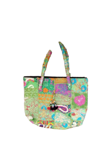 Handmade Embroidered Banjara Style Kambadiya Work Shoulder Bags (Green) - Color: Assorted