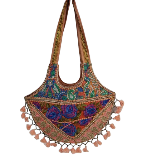 Handmade Embroidery Banjara Style Shell Work Shoulder Bags For Festive - Color: Assorted