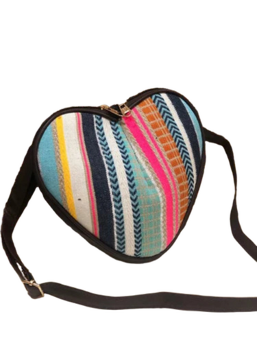 Heart Shape Ladies Fabric Hand Bag - Color: Multicolor (Customizable)