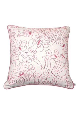 Pink Embroidered Cushion Cover - Color: Custom