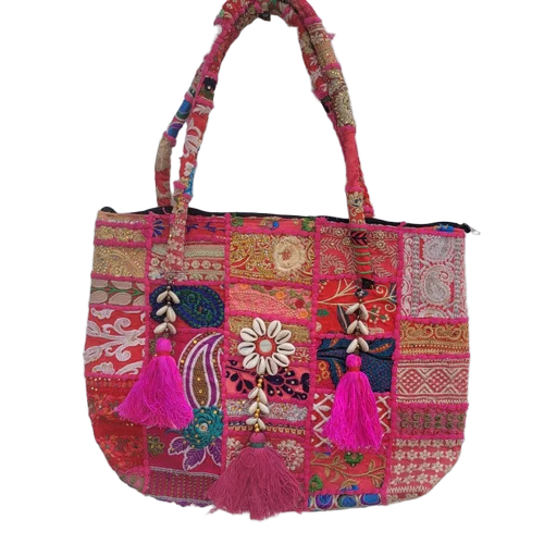 Zip Closure Banjara Shoulder Bags With Fringes - Color: Assorted