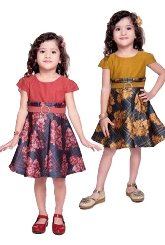 Girls Fashionable Frock - Cotton, All Sizes, Multi Color | Breathable, No Fade, Skin Friendly, Washable