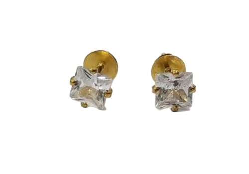 Aaa+ White Zircon Stud Earrings In 18kt Gold For Women