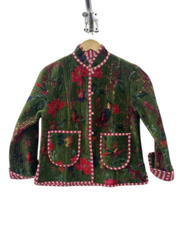 Crop Style Cotton Velvet Ladies Jacket - Color: Multicolor
