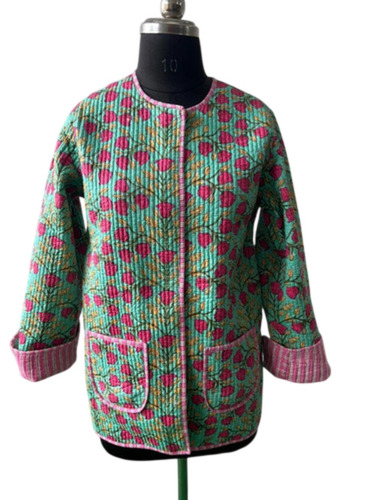 Ladies Cotton Long Jacket - Color: Multicolor