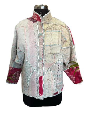 Ladies Patch Woolen Kantha Jacket - Color: Multicolor