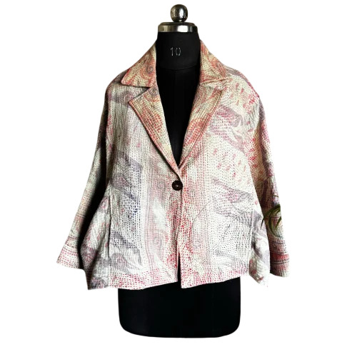 Ladies Printed Kantha Jacket - Color: Multicolor