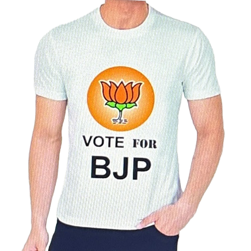 Maharashtra Election T Shirt - Cotton, Lightweight Breathable Fabric, Bold Colorful Graphics, BJP Logo, Durable Stitching