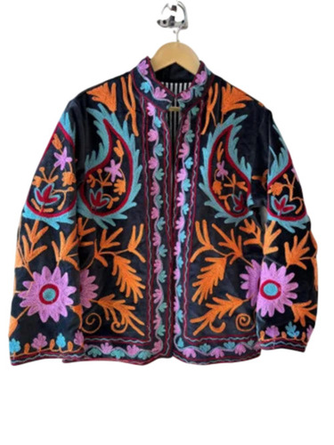 Suzani Embroidered Pattern Ladies Jacket - Color: Multicolor