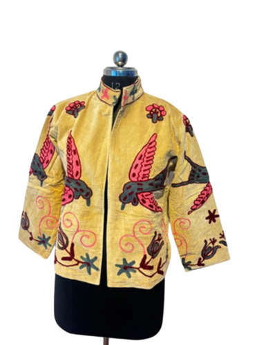 Velvet Fabric Embroidery Ladies Jacket - Color: Multicolor