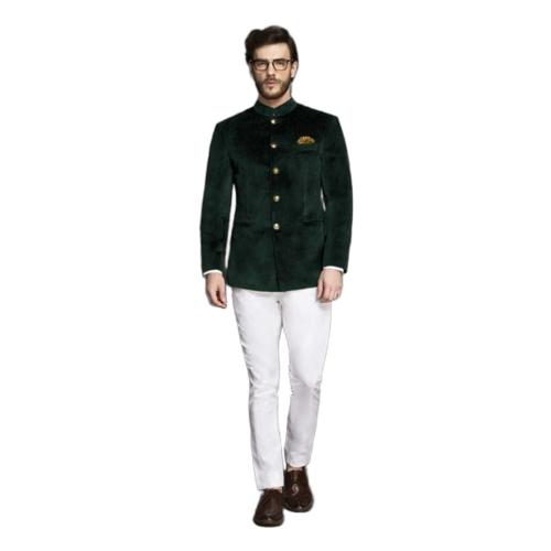 Jodhpuri Suit - Color: Green Top And White Bottom