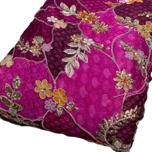 Pure Chinon Fabrics - Chinon Material, Multi Color, All Sizes | Soft Texture, Embroidered Pattern, Elegant Draping, Sheer Breathable Fabric
