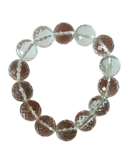 Crystal Quartz 14 Mm Faceted Beads Bracelet - Gender: Unisex