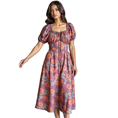 Midi Length Pink Dress For Womens Casual Wear With Breathable Cotton