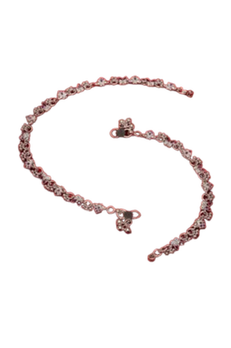 Floral Charm Pink Green Stone Silver Anklet - Gender: Women