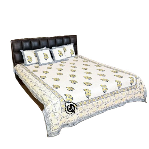 White Base Printed Quilted Bedspread - Feature: Breathable