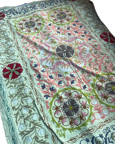 Light Blue Hand Block Printed Bedsheet - Design Type: Modern