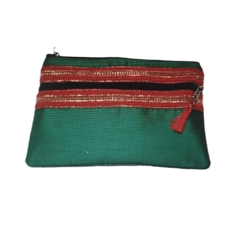Raw Silk Ladies Zipper Purse