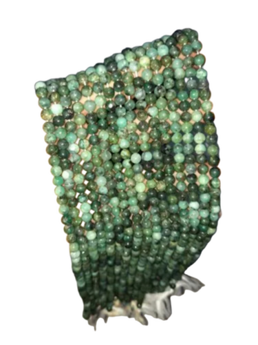 Green And Black Natural Emerald Round Beads - Beads Material: Stone