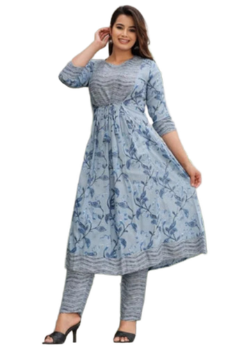 Grey Printed Cotton Designer Kurti - Feature: Fine Stitching