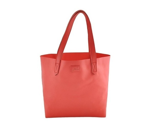 Ladies Bags - Genuine Leather, Standard Size, Red, Zipper Closure, Moisture Resistant, With Handles