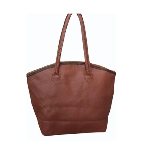 Ladies Leather Bags - Genuine Leather, Standard Size, Brown | Water Resistant, Zipper Closure, Soft Smooth Texture, With Handles