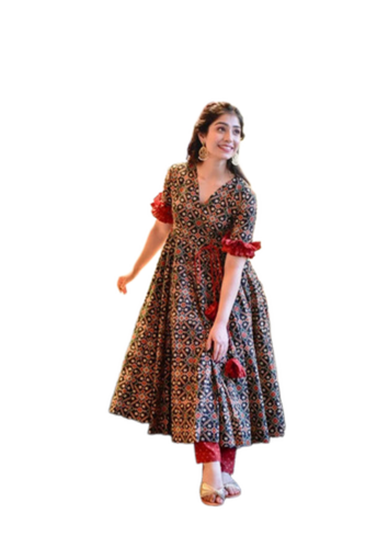 Ladies Rayon Embroidered Kurti With Palazzo - Color: Pink