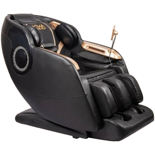 Massage Chair - Metal & Leather, Black, Height Adjustable, Semi-Automatic, 220V | Rust Resistant, Portable, High Comfort