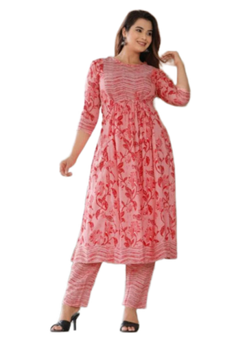 Pink Printed Cotton Designer Kurti - Feature: No Fade