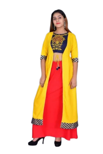 Shrug Style Ladies Cotton Kurti - Color: Blue