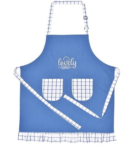 Blue Cotton Printed Apron