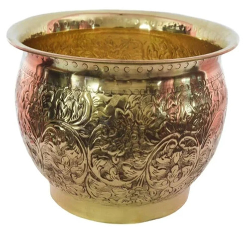 Decorative Brass Planter - Color: Golden