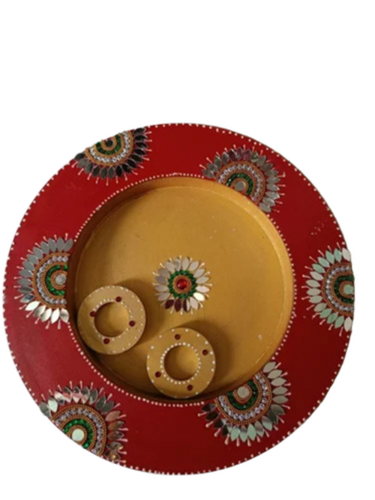 Round Wooden Pooja Thali Set