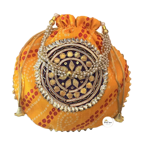 Bandhej Potli Bags With Gotta Patch