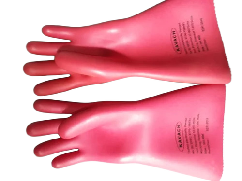 Electric Rubber Hand Gloves For 33 Kv Make Kawach - Design: Knitted