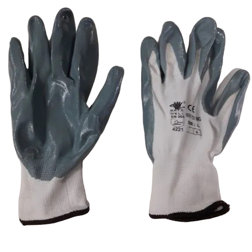 Gray White Cut Resistant Hand Gloves - Design: Coated