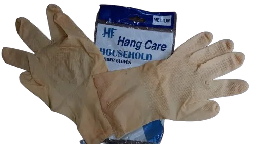 Off White Rubber Gloves - Design: Textured