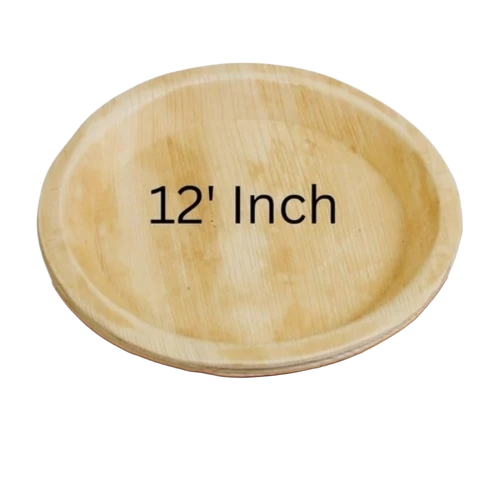 12 Inch Brown Areca Palm Leaf Disposable Plate