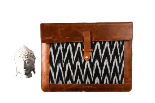 Genuine Leather & Fabric Unisex Laptop Sleeve Bag For Macbook Pro & Air 13 Inch