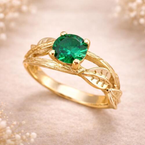 Gold Plated Emerald Ring