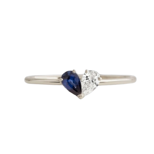 Sapphire And Moissanite Stone Ring