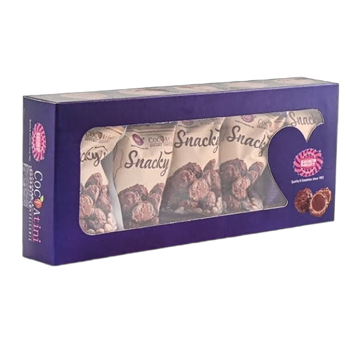 Snacky 5 Pcs Gourmet Chocolate Packet - Brown Box, Standard Pack Size | FSSAI Certified, 9 Months Shelf Life, Tasty