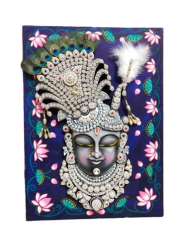 3D Gold Leaf Mukharbind Shreenathji Painting - Design Type: Religious