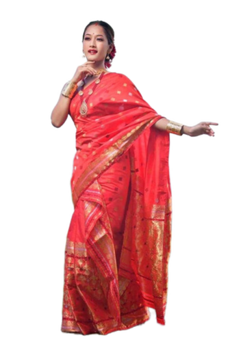Nuni Silk Mekhela Chadar With Thread Work Saree - Color: Beige