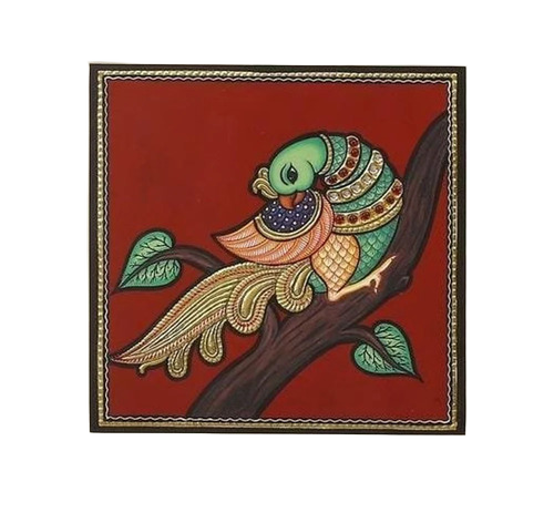 8 Inch Tanjore Painting - Design Type: Bird Theme