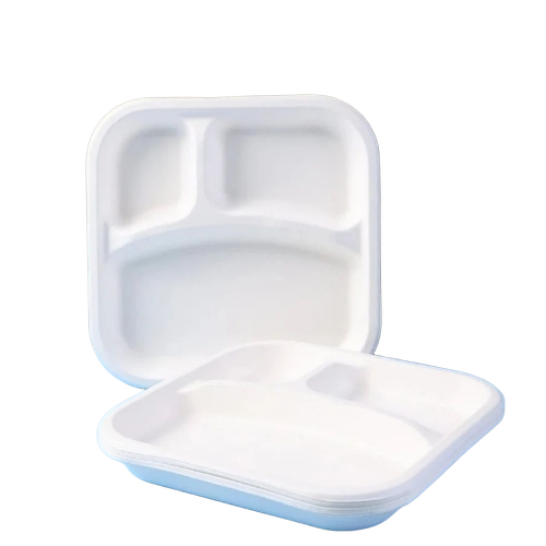 3 Compartment Square Disposabale Plate