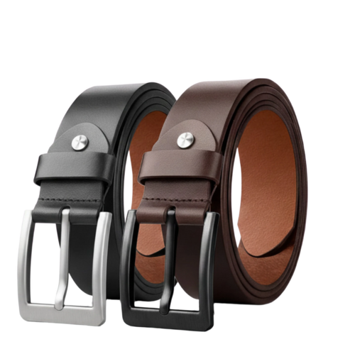 40mm Mens Combo Black and Brown Smooth Synthetic Leather Belt - Adjustable Fit, Durable, Sturdy Buckle