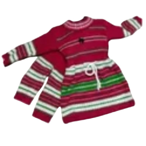 Baby Girl Woolen Frock Pajama Set