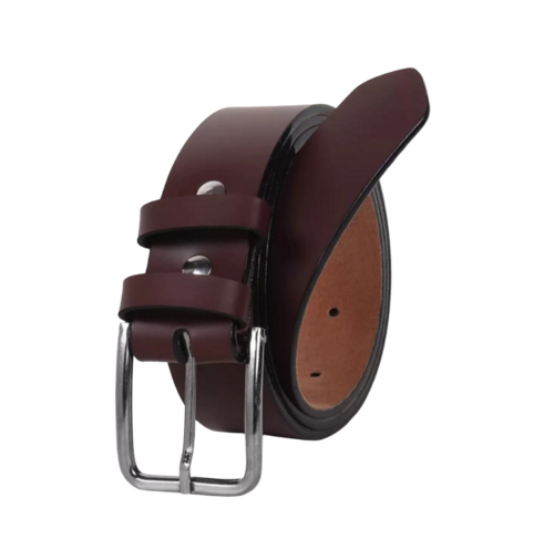 Mens Smooth Brown Belt - Buckle Material: Steel